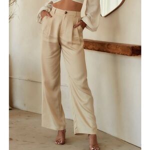 12th Tribe Jaxon Cream Wide Leg Trousers